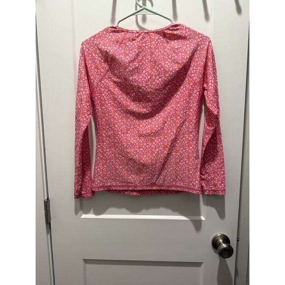 Vineyard Vines Anguilla Icon Print Long Sleeve Women’s Size XS Swim Shirt Pink - Picture 3 of 3